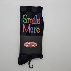 Smile More Affirmations Checkered Crew Unisex Socks One Size Fits Most